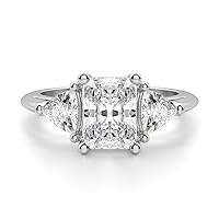 Riya Gems 4 TCW Radiant Moissanite Engagement Ring Wedding Eternity Band Vintage Solitaire Halo Setting Silver Jewelry Anniversary Promise Vintage Ring