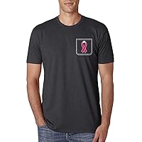 Threadrock Men's Pink Ribbon Fake Pocket Breast Cancer T-Shirt