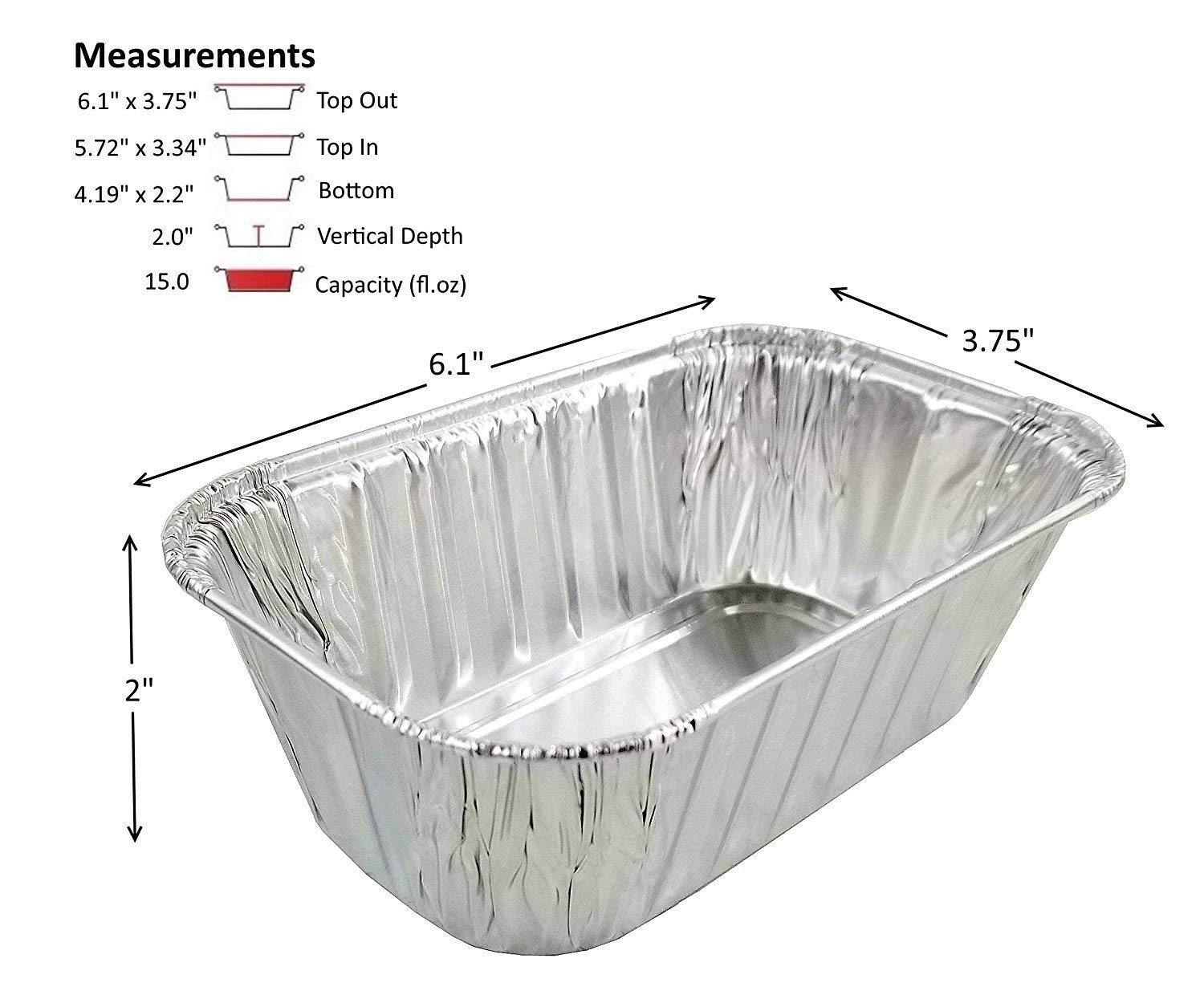 Pactogo Disposable 1 lb. Aluminum Foil Mini Loaf Pans with Clear Low Dome Lids (Pack of 40 Sets)
