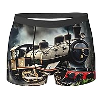 NEZIH Steam Locomotive Train Print Mens Boxer Briefs Funny Novelty Underwear Hilarious Gifts for Comfy Breathable