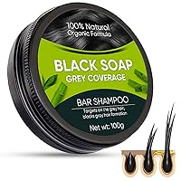 Black Soap for Gray Hair, Natural Herbal for Hair Darkening and Stronger, Promotes Hair Growth, Prevents Hair Loss, 100g