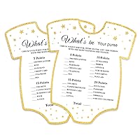 Baby Shower Game Cards, Shaped Card What's in Your Purse Game Card for Baby Shower Party，Funny Icebreak Baby Shower Party Games Ideas Activity for Parent-to-be, Fun and Easy, 30 Cards