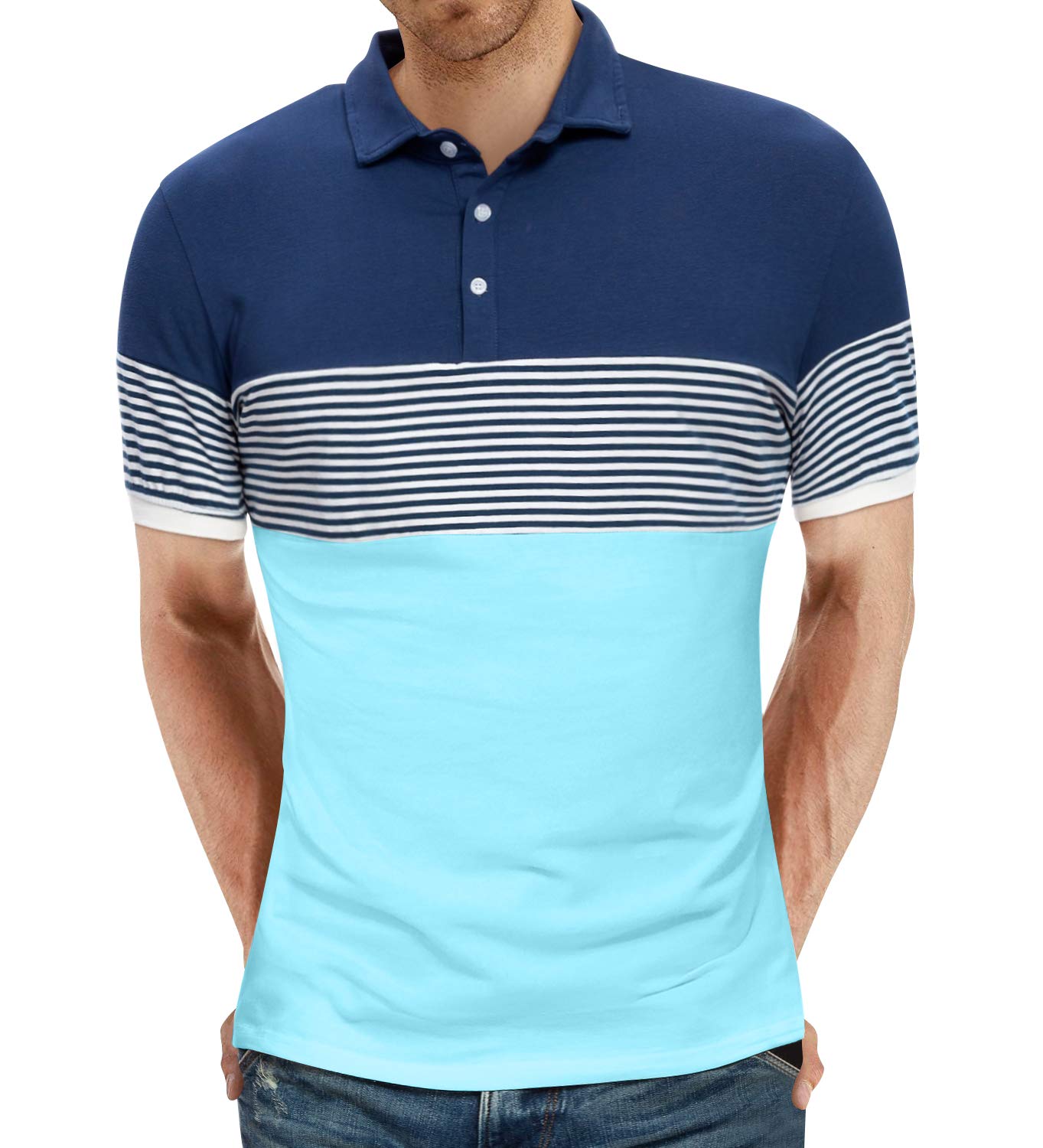 Mua YTD Men's Short Sleeve Polo Shirts Casual Slim Fit Contrast Color  Stitching Stripe Cotton Shirts trên Amazon Mỹ chính hãng 2023 Giaonhan247