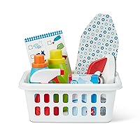 Melissa & Doug Laundry Basket Pretend Play Set With Wooden Iron, Ironing Board, and Accessories (14 Pcs) For Kids