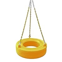 Gorilla Playsets 04-0015-Y/Y 360° Turbo Tire Swing with Plastic Coated Chains, Spring Clips, and Swivel - Yellow