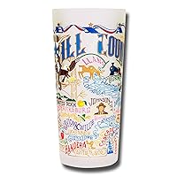 Catstudio Drinking Glass, Hill Country Frosted Glass Cup for Kitchen, Bar Glass Drinking Glasses, Everyday Drinking Cup or Cocktail Glass, 15oz Dishwasher Safe Glass Tumbler, Great Outdoors