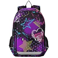 ALAZA Abstract Hearts Triangles Stars Sprays Grunge Neon Casual Daypacks Bookbag Bag