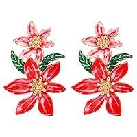 lureme Golden Plated Double Flowers Enamel Earrings for Women Charm Floral Drop Earrings Multi Color Bohemian Earrings(er006366)