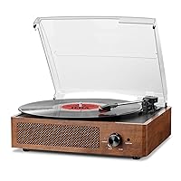 Bluetooth Turntable Vinyl Record Player with Speakers, 3 Speed Belt Driven Vintage Player for Entertainment AUX in RCA Out