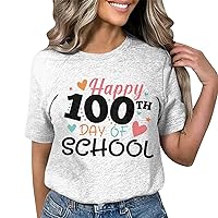 100 Days of School Shirt Teacher,Cute 100 Days of School Costume Women Teacher Gift Shirts Comfy Tee Tops