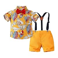Baby Boy Jacket 3-6 Months Boys Clothes Set Children's Short Sleeved Leaf Pattern Children's (Yellow, 9-12 Months)