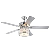 Warehouse of Tiffany CFL-8432REMO/CH Moira Chrome 52-Inch 5 Lighted (Includes Remote and 2 Blade Color Options) Ceiling Fan, Grey