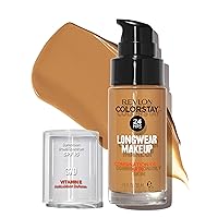 Revlon Liquid Foundation, ColorStay Face Makeup for Combination & Oily Skin, SPF 15, Longwear Medium-Full Coverage with Matte Finish, Toast (370), 1.0 Oz