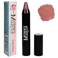 Mommy Makeup Triple Sticks Lipstick & Cream Blush in Daisy Glow (A Neutral Pink with Golden Shimmer) - Soft & Creamy, Moisturizing Multistick For Lips & Cheeks with Medium Coverage