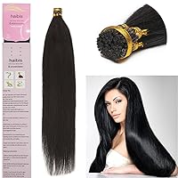 Remy Pre Bonded Keratin Stick I-tip Human Hair Extensions Straight 100s(16''0.4g/s,#01 Jet Black)