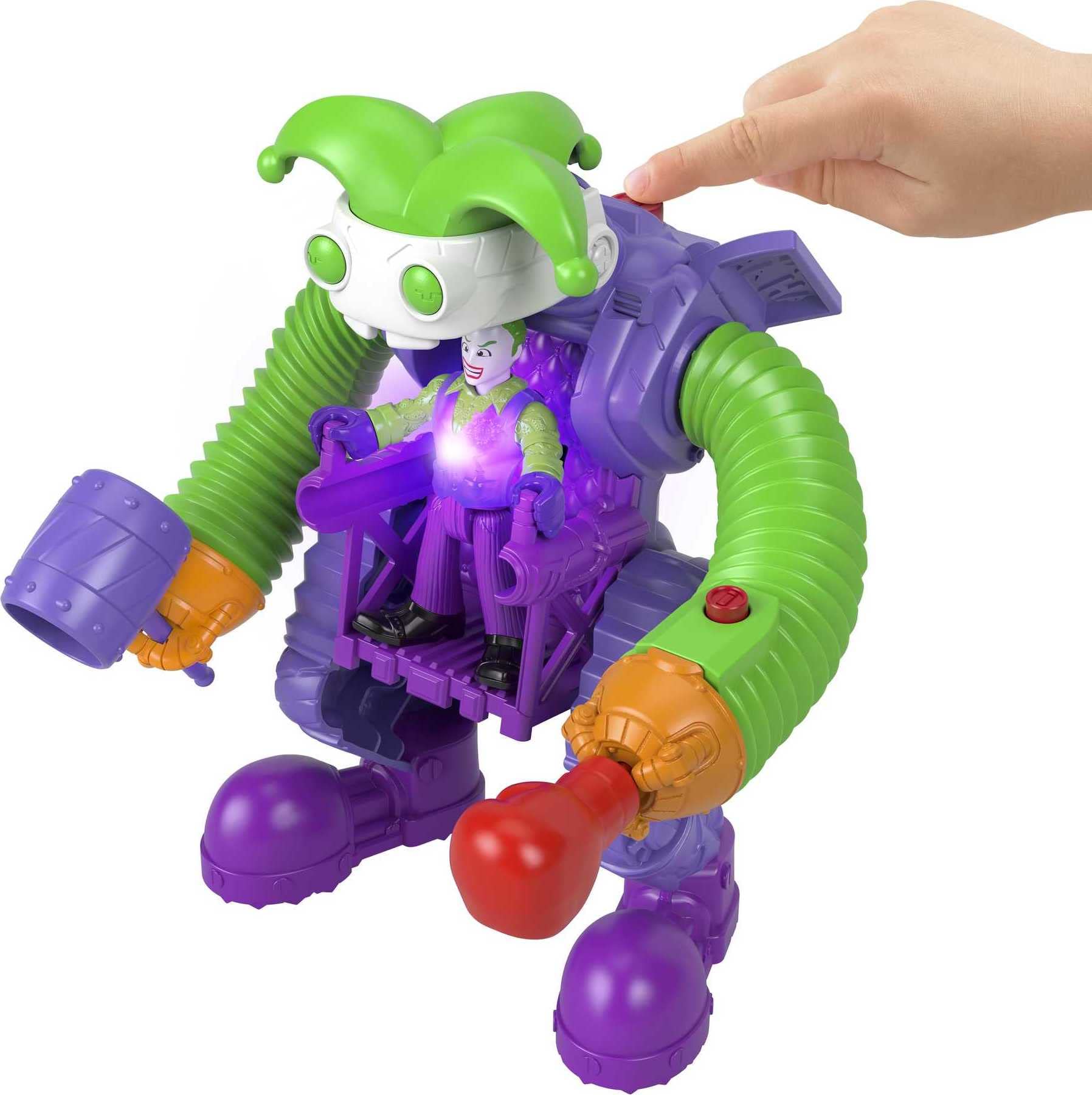 Imaginext Dc Super Friends the Joker Battling Robot, 3-Piece Figure Set with Lights for Preschool Kids