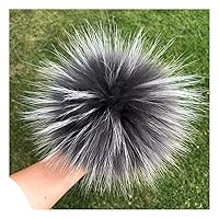 homeemoh 5.9 Inch Fluffy Faux Fur Pom Pom Balls Furry Pompoms with Snap Button for Knitting Hat Shoes Bag Charm Scarves Decoration (Raccoon - Grey)
