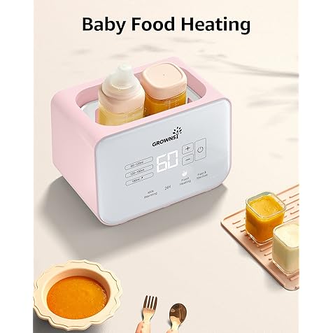 Baby Bottle Warmer, Gronwsy 8-in-1 Fast Milk Warmer with Timer Breastmilk or Formula, Fits 2 Bottles, Accurate Temperature Control, with Defrost, Sterili-zing, Keep, Heat Baby Food Jars Function
