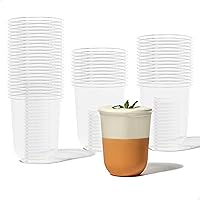 TOSSWARE NATURAL Arc - Plant Based Cups 16 oz - Plastic Alternative Cups for Parties, Bachelorettes, Weddings - Recyclable Clear Cold Cups - Set of 50