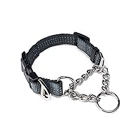 Mighty Paw Martingale Dog Collar 2.0 | Trainer Approved Limited Slip Collar with Stainless Steel Chain & Heavy Duty Buckle - Modified Cinch Collar for Gentle & Effective Pet Training - Medium, Grey