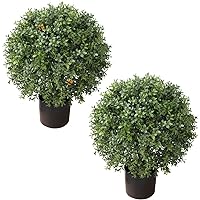 2'T 19''D Topiaries Trees Artificial Outdoors 2 Pack Fake Boxwood Bushes Outside Potted Tree