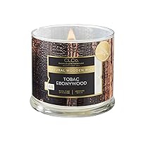CLCo by Candle-lite Wood Wick Scented Candles, Tobac Ebonywood Fragrance, One 14 oz. Single-Wick Aromatherapy Candle with 90 Hours of Burn Time, White Color