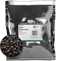 Organic Tellicherry Whole Black Peppercorns 1lb - Black Pepper for Grinder Refill, Wholesale Restaurant Supply