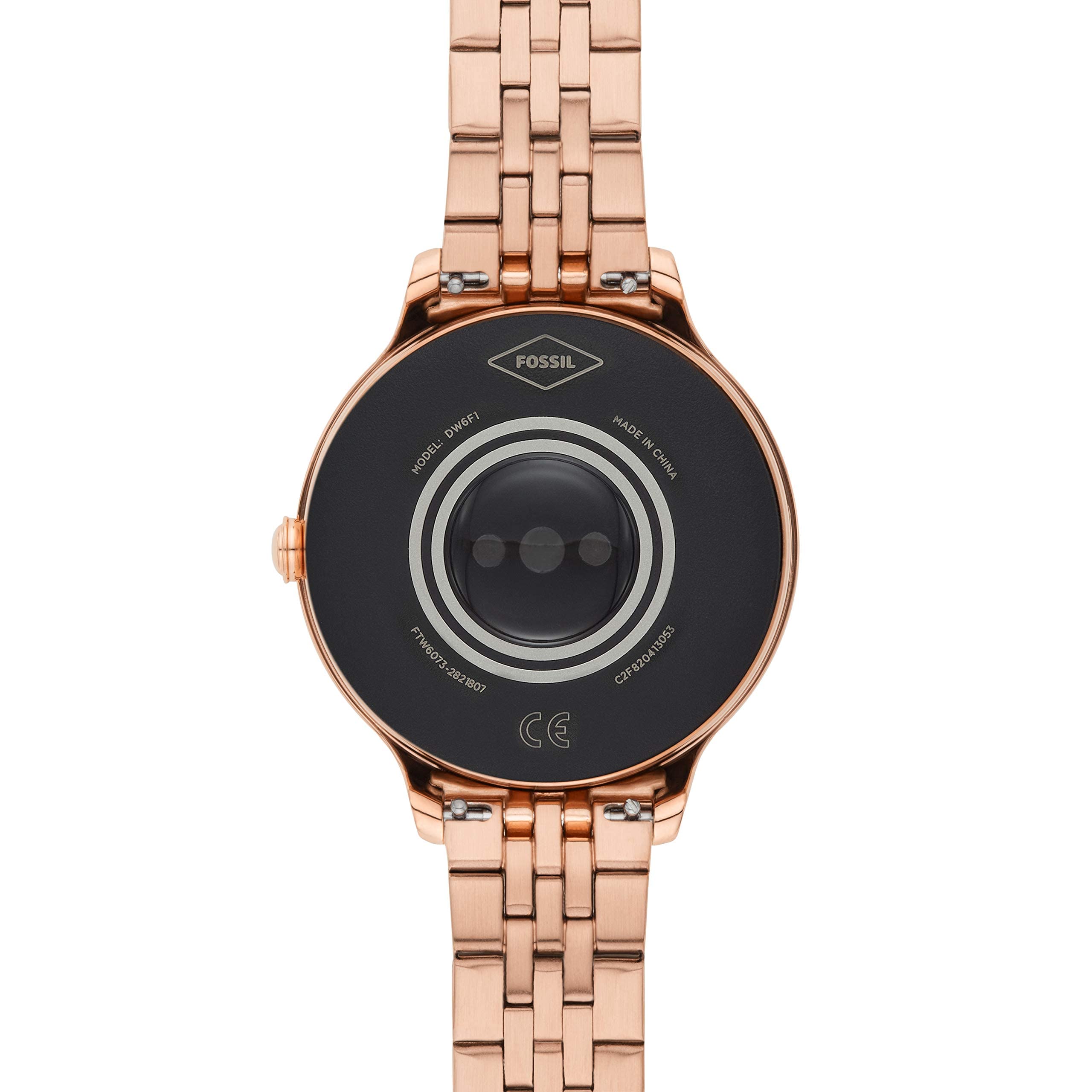Fossil 42mm Gen 5E Stainless Steel Touchscreen Smart Watch with Heart Rate, Color: Rose Gold Glitz (Model: FTW6073)
