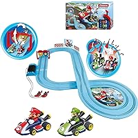 Carrera First Nintendo Mario Kart Slot Car Race Track - Includes 2 Cars: Mario and Luigi and Two-Controllers - Battery-Powered Beginner Set for Kids Ages 3 Years and Up, 20063028