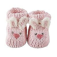 Stephan Baby Knit Animal Face Foot Finder Bootie Socks, Pink Bunnies