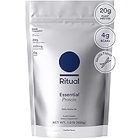 Ritual 18+ Vegan Protein Powder with BCAA: 20g Organic Pea Protein from Regenerative Farms in USA, Gluten Free, Plant Based, Sugar Free, Dairy Free, Hand-Crafted Vanilla, 1Lbs