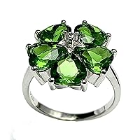 R7927 Cluster Floral Style 5.26Ct Heart Shape Mt. St. Helens Green Helenite Sterling Silver Ring