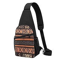Sling Bag Crossbody for Women Fanny Pack African Mud Cloth Tribal Chest Bag Daypack for Hiking Travel Waist Bag