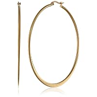 Amazon Essentials Gold Plated or Stainless Steel Flattened Hoop Earrings