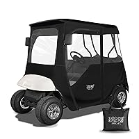 Golf Cart Deluxe Driving Enclosure 2 Passenger Fits EZGO TXT RXV Golf Buggies, 600D Waterproof Portable Drivable Golf Cart Storage Cover Enclosure, Black/Transparent, Black/Transparent, 59''