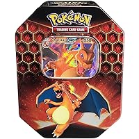 Pokemon SM11.5 Hidden Fates Gx Tin- Charizard + 1 of 3 Foil Pokémon-GX Cards + 4 Booster Pack, Multicolor