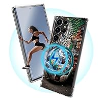 Design for Samsung Galaxy S22 Ultra Case with Screen Protector [Compatible with MagSafe] Magnetic Clear Slim-fit Soft Bumper Phone Case for Galaxy S22 Ultra (6.8 inch), Graffiti Handball
