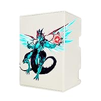 Galaxy Dragon Mach 3 Deck Box/Case - 100 Double Sleeved Cards & Dice Tray - Black Faux Leather - Removable Lid - Compatible with Yu-Gi-Oh, MTG, Digimon and Other Trading Card Games (Black)