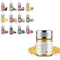 Food Flavoring Oil (Pack of 12) and Edible Luster Dust, 8 Grams Food Grade Gold Cake Dust