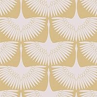 Tempaper x Genevieve Gorder Golden Hour Feather Flock Removable Peel and Stick Wallpaper, 20.5 in X 16.5 ft, Made in the USA