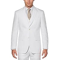 Perry Ellis Men's Linen-Blend Suit Jacket, Breathable Single Breasted Blazer, Regular Fit, with Chest Pocket (Sizes 36-54)