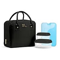 Fit & Fresh Lunch Bag For Women, Insulated Womens Lunch Bag For Work, Leakproof & Stain-Resistant Large Lunch Box For Women With Containers, Zipper Closure Bloomington Bag, Black