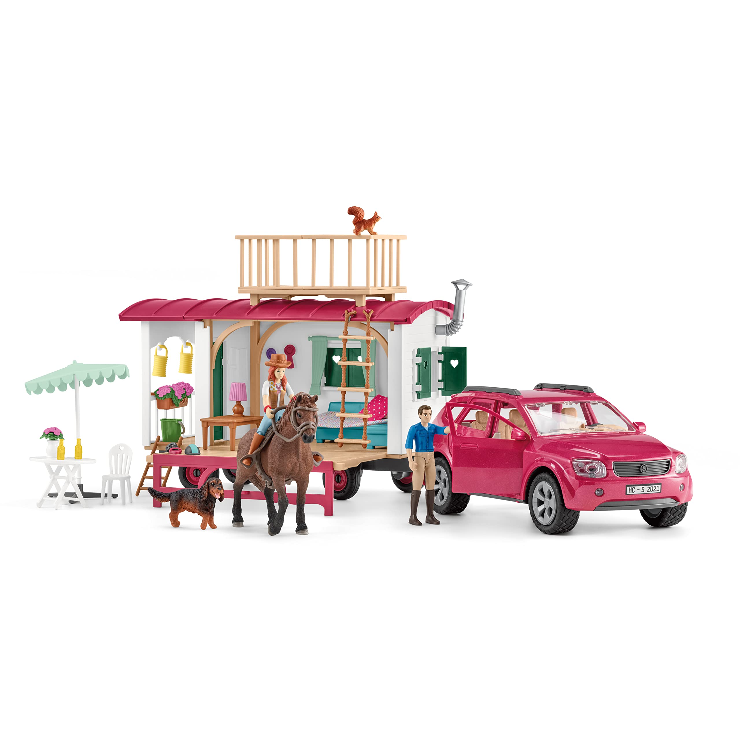Schleich Horse Club, Horse Toys for Girls and Boys, Camping Trip with Camper Playset