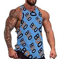 Boo Halloween Men's Workout Tank Top Casual Sleeveless T-Shirt Tees Soft Gym Vest for Indoor Outdoor