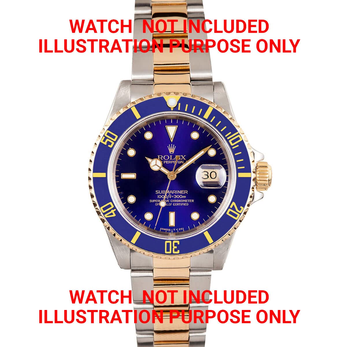 Ewatchparts BEZEL & INSERT COMPATIBLE WITH ROLEX SUBMARINER SERTI 18K 16613 REAL GOLD BLUE GOLD FONT