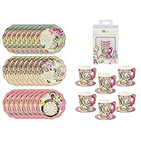 Talking Tables Pack of 24 Alice in Wonderland Themed Disposable Paper Plates, Pink & Truly Alice Alice in Wonderland Mad Hatter Party Cup Set