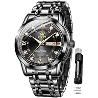 OLEVS Men's Gold Watches Analogue Quartz Business Dress Watch Day Date Stainless Steel Classic Luxury Male Wrist Watches Waterproof Luminous