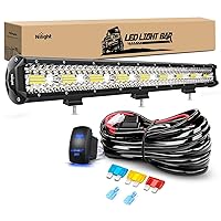 Nilight 26 Inch 540W LED Light Bar Triple Row Flood Spot Combo 50000LM Driving Boat Led Off Road Lights with 12V On/Off 5 Pin Rocker Switch 14 AWG Wiring Harness Kit, 2 Years Warranty