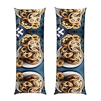 Cookies Food Chocolate Chips Biscuits Print 20x54 inch Body Pillow Case,Hidden Zipper Decor Soft Large Bedding,Couch,Home Gifts