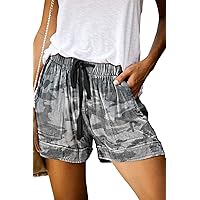 QUEEN PLUS Womens Casual Shorts Comfy Elastic Waist Drawstring Pocket Shorts Pants